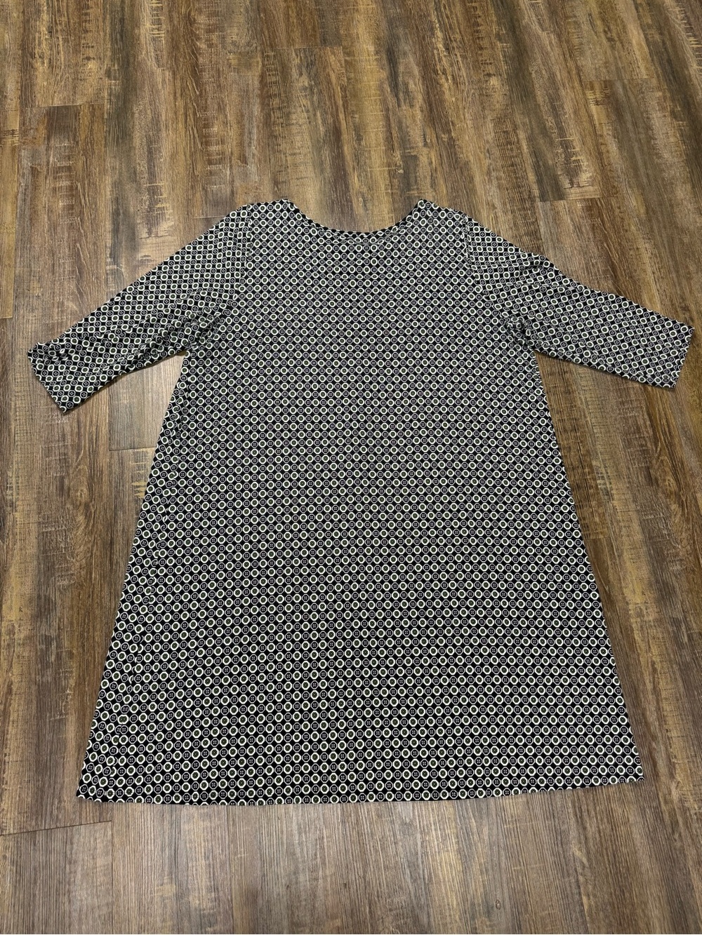J Jill Women's Black & Green Geometric Patterned Shift Dress 2XL - Picture 4 of 15